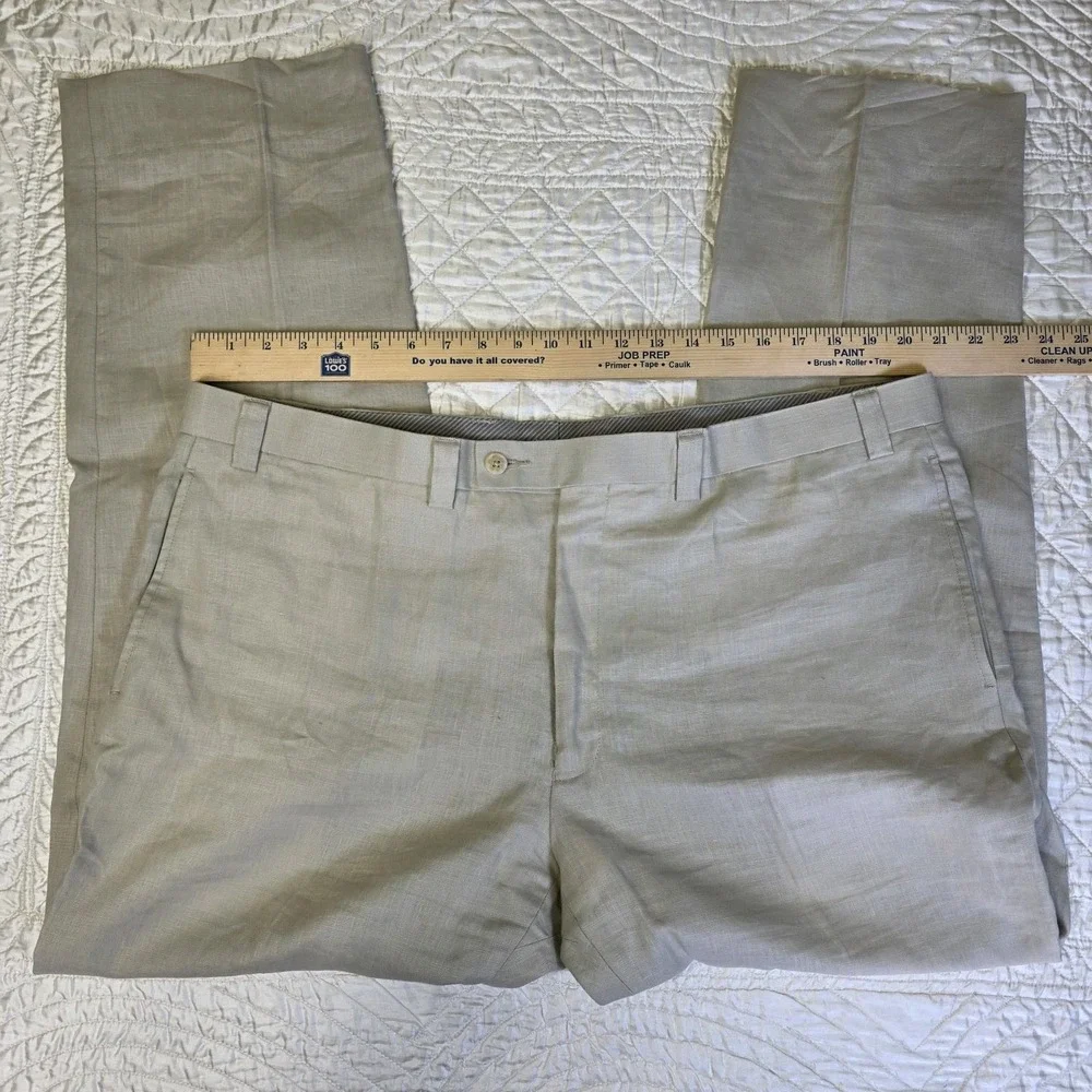 Calvin Klein Pants Mens 42R 100% Linen Beige Beach Straight Pockets‎ Classic